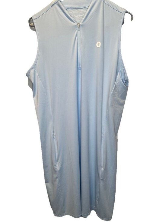 Coolibar Dresses & Skirts - Coolibar Blue Backspin Golf Sleeveless Dress L NEW UPF 50+ Stretch Lightweight